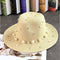 Outdoor Beach Flat Brim Straw Pearl Beaded Hat