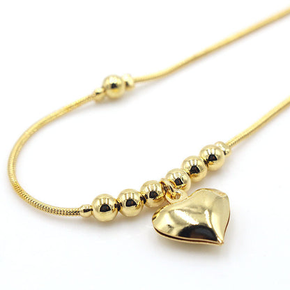 Fashionable Golden Heart-shaped Pendant Anklet